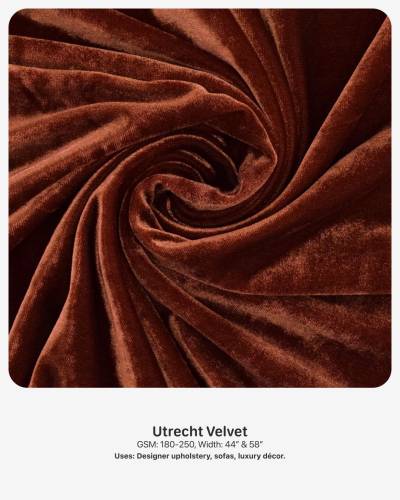 Imported Utrecht Velvet Fabric 180-250 GSM | 44” & 58” Width | Designer Upholstery & Sofas in Surat